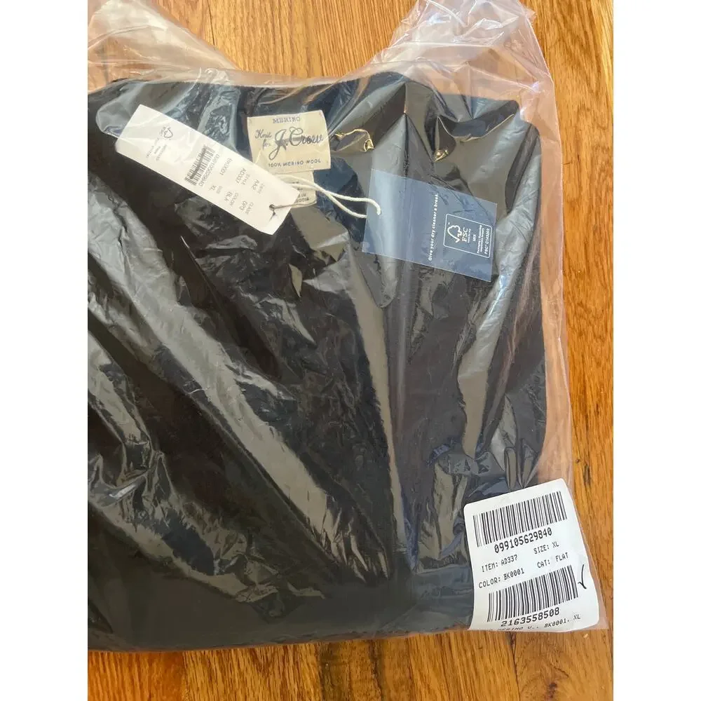J. Crew Merino wool V-neck sweater in Black NWT size XL